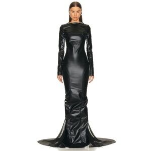 Rick Owens Sleek Black Long Sleeve Gown